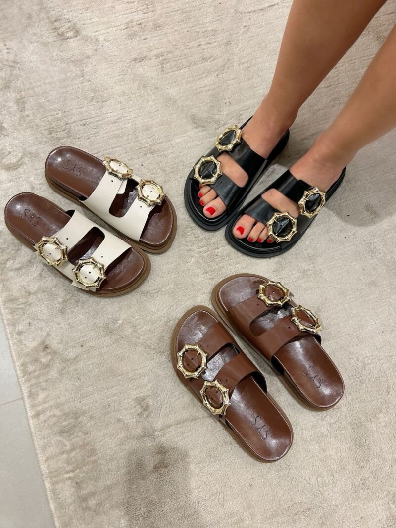 Papete feminina com fivelas douradas - Imagem 4